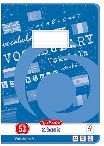 Herlitz Vokabelheft x.book A4, Lineatur 53, 32 Blatt, 5 Stück