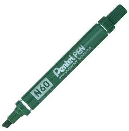 Pentel N60 PERMANENT MARKER CHISEL TIP (PACK OF 3) - GREEN