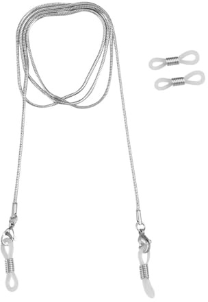 TOYANDONA Fashion Stainless Steel Snake Chain Style Eyeglass Sunglasses Chain Cord Neck Strap Holder (Silver)
