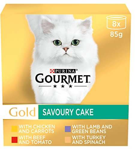 GOURMET Gold Savoury Cake Meat and Veg Variety Wet Cat Food 8x85g (Pack of 6)