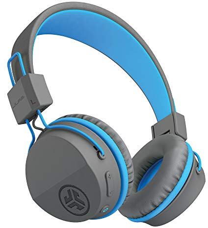JLab JBuddies Studio Casque Audio Bluetooth pour Enfant, Casque sans Fil Supra-Auriculaire Petite Taille avec 24 Heures de Batterie, Limiteur de Volume, Isolation Sonore et Micro (Bleu)