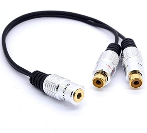 Cavo splitter audio stereo da 3,5 a RCA, da jack femmina da 3,5 mm a 2 prese RCA femmina, adattatore Y per auto, amplificatore, altoparlante, DVD, 20 cm (3,5 mm femmina a 2 RCA femmina)