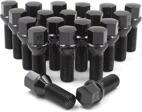Wheel Accessories Parts Set of 20 Black M15x1.25 Lug Bolts Conical Seat with 17mm Hex, 33mm Thread Length Wheel Lug Bolt for Aftermarket Wheels- Fits 2019-2021 Mercedes GLE350, GLE450, GLE580