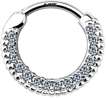 Piercingfaktor 585 Gold 14 Karat Nasen Piercing Ohr Ring Strass Kristall Septum Clicker