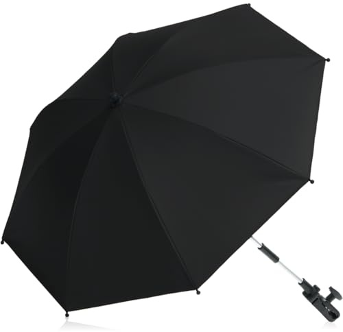 Fillikid Sonnenschirm für Kinderwagen Buggy und Jogger mit UV SCHUTZ (50) Baby Kind Schirm (Black)