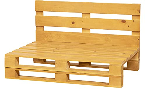Palettensofa aus neuen Europaletten – geschliffen & gebürstet – Palettenmöbel Gartenmöbel für Terrasse, Balkon & Garten – Outdoor Lounge Sofa aus Holz – Indoor & Outdoor – 120 × 60 cm – Eiche
