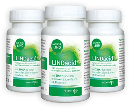 LINDacid® Basentabletten (3x 50 Stück) - mit Calcium, Magnesium & Zink - Speziell das Zink kann für eine gute Säure-Basen-Balance im Körper sorgen - Mit getrocknetem Kartoffelpresssaft - 100% vegan