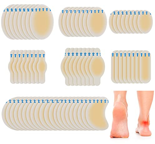 Tondiamo 80 Pieces Gel Blister Bandages for Feet Variety Hydrocolloid Blister Cushions Pads for Feet Prevention Adhesive Waterproof Bandages for Fingers Toes Heels Hiking Seal Guard Pads