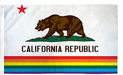 AZ FLAG Bandera California gay 90x60 cm Poliéster 100D 2 Ojales | Uso interior y exterior Enseña americana de california California Rainbow costuras dobles y bordes reforzados