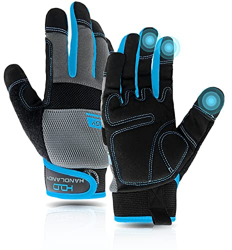 AIGEVTURE Work Gloves - Touchscreen, Utility, Mechanic, Lightweight, Blue, S