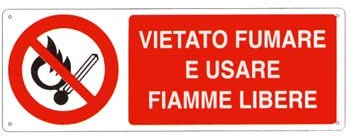 NEW CARTELLO SEGNALETICO UNI - vietato fumare e usare fiamme libere - Adesivo Extra Resistente, Pannello in Forex, Pannello In Alluminio (PANNELLO IN ALLUMINIO 60X25 CM)