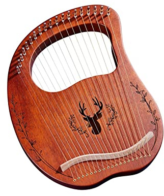 Lyre Harfe 19-saitige Hölzerne Lyre Harp Resonance Box String Instrument Mit Tuning-Wrench-Picks-Instrumenten (Color : 02)