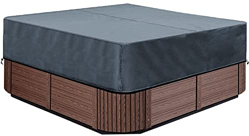 Copertura per vasca idromassaggio di alta qualità, 200 x 200 x 30 cm, quadrata, per tutte le stagioni, in Oxford 600D, impermeabile, antipolvere, anti-UV, antivento, grigio.