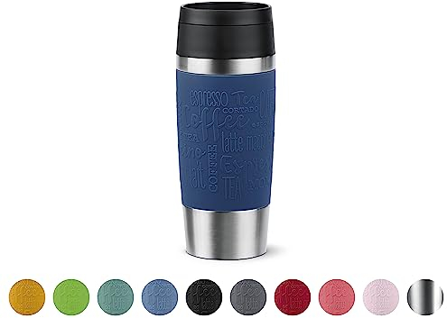 Emsa N20203 Travel Mug Classic Isolierbecher 0,36 Liter | neuer Komfort-Schraubverschluss | Edelstahl | 4h heiß und 8h kalt | 100% dicht | spülmaschinenfest | 360°-Trinköffnung | Dunkelblau