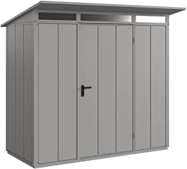 Gerätehaus ELEGANT Pultdach / 1-flügelig / 3 Größen / 5 Farben/Geräteschuppen/Gartenhaus/Aluminium-Bodenrahmen/Hohe Qualität und sehr stabile Haptik/Einfache Montage - L (8,86 m²) (RAL 5014)