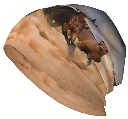 Oudrspo Horse Herd Desert Sand Storm Hat Adult Skull Cap Warme Slouchy Strickmütze Kopfbedeckung Kreatives Geschenk für Männer Frauen