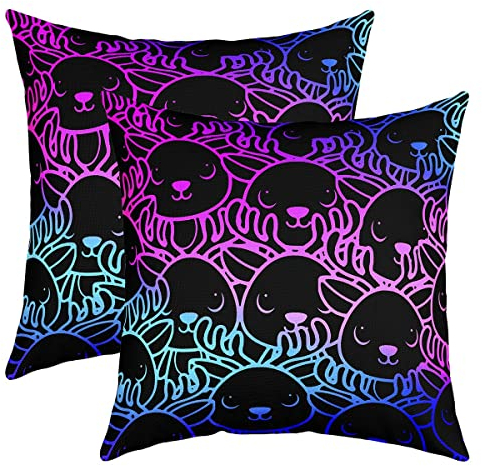 Axolotl - Set di 2 federe reversibili, motivo: salamandra e salamandra, con animali colorati, quadrati, set di 2 decorazioni per cuscini per animali marini, 50 x 50 cm