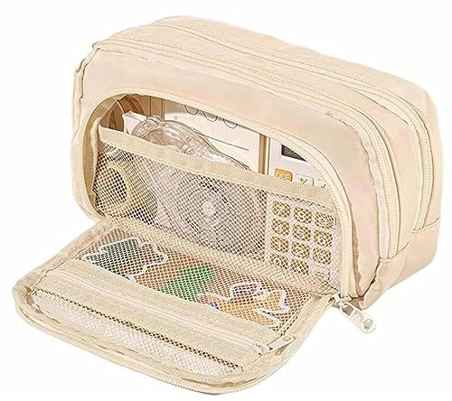 BaoT8YLu Big Capacity Pencil Case, 3 Compartments Simple Storage Aesthetic Pencil Case, Large Capacity Pencil Pouch, Kawaii Pencil Case Organizer for Women and Girls