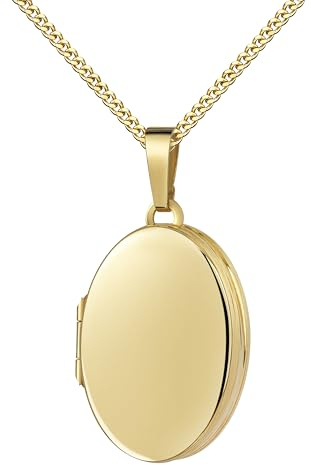 JEVELION Medaillon für 4 Bilder 333 Gold Amulett Anhänger zum Öffnen für Damen + Schmuck-Etui und wahlweise mit Kette