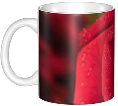 Rote Rose mit Kerze, Vintage-Retro-Tasse, exquisite Porzellantassen, Kaffeetassen, stilvolle Keramikbecher, perfekt für Zuhause, Büro, ergonomischer Griff