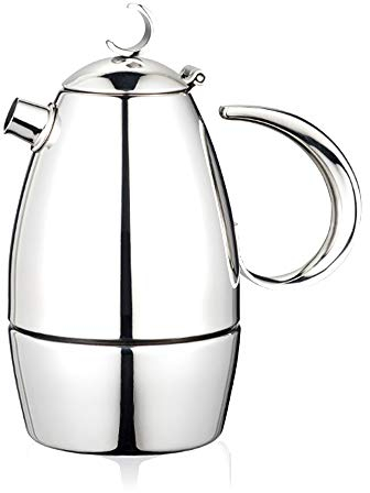 OQHAIR Mocha Pot Cafetera Espresso Mocha Pot Hogar Espresso 304 Cafetera Espresso de Acero Inoxidable Cafeteras para Estufa (Color: Plata, Tamaño: 4 Tazas) (Plata 4 Tazas)