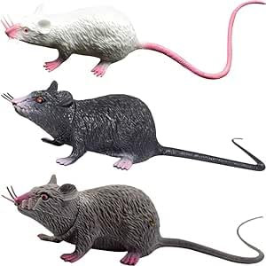 Wensmy 3Pcs Realistic Plastic Mouse Rat Small Mouse Model Fake Rat Prank Toys Tricky Toy Scary Party Props Artificial Prank Fake Prank Mice Mouse Toy for Prank Game Halloween Parties