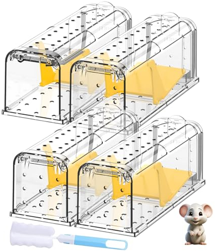 Lebendfalle für Maus Mausefalle Lebend 4er Set: Hochsensibel Mäusefalle mit 66 Luftlöchern, Robustem und Langlebigem，Sicher und Effektiv, Einfach zu Bedienen, Wiederverwendbare Mäusefallen fürs Haus