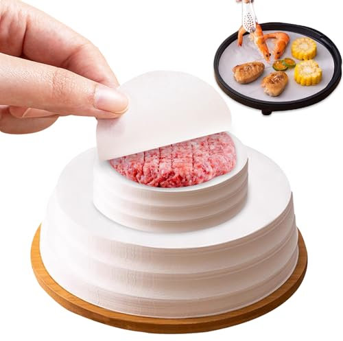 Plstod 300 Stück Burger Papier, 20cm und 11cm Rund Backpapier, Antihaft Burgerpapier, Backpapiers für Heißluftfritteuse, Antihaft-Backpapier für Burger, Grillen und Pizza