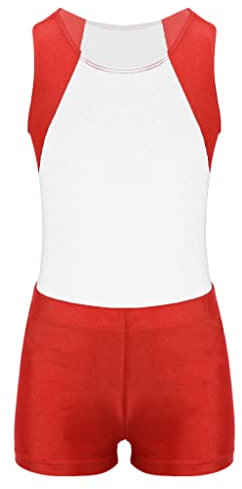 Nyeemya Jungen Turnanzug Ballettanzug Turntrikot Ballett Tanzbody Ärmellose Gymnastikbody + Shorts Wettkampf Tanzbekleidung Weiß 158-164