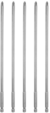 QUARKZMAN 5Pcs Embout de Tournevis Cruciforme Phillips Tige Hexagonale 1/4 | #2 Ph2, en Acier S2, 10 (250mm) Long, Magnétique de Qualité Industrielle, pour Visseuse Électrique, 0,236 (6mm) Tige