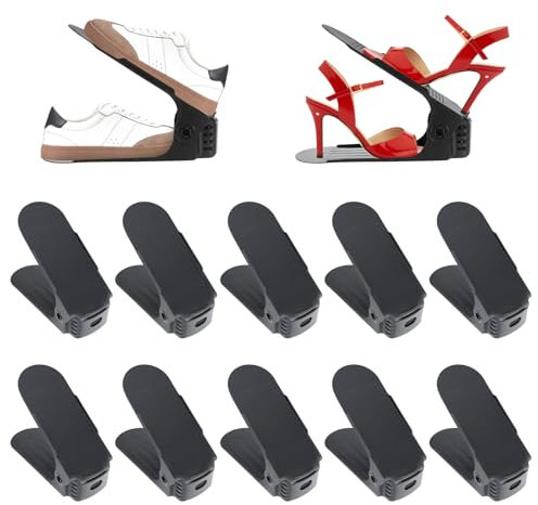 Luziyun 10 StüCk Schuhstapler Einstellbare Schuh Organizer 3 HöHen Verstellbar, Schuhorganizer Platzsparend Pp Shoe Organizer Schuh Organizer FüR Schrank Doppelschicht Schuhe Organizer
