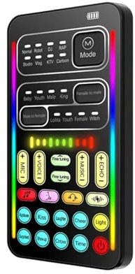 H i9 Changeur de Voix Mini Effet Audio Multiple Compatible Cartes Son en Direct Carte Son en Direct Portable Mince Outil Micro