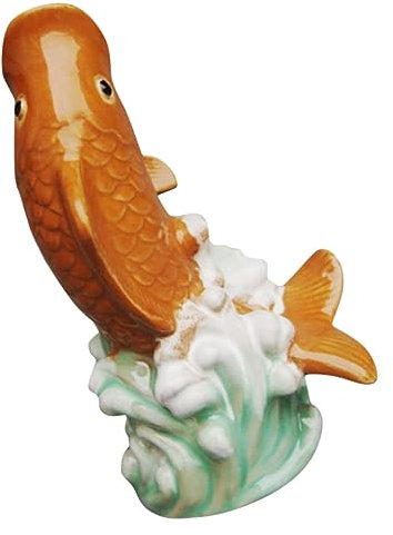 Toyvian Statua Di Carpa in Ceramica Da Giardino Ugello Per Fontana Decorativa Per Esterni, Decorazione Per Prato e Laghetto, Ornamento Da Giardino Resistente All’acqua, Per Balconi e Cortili