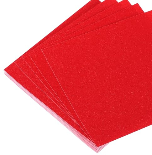 QUARKZMAN 50 Blatt Glitzer Origami Papier 4x4 Zoll Bastelfaltblätter Rot | Glitzernde Quadratische Faltblätter, 10x10 cm, für DIY Bastel- und Kunstprojekte