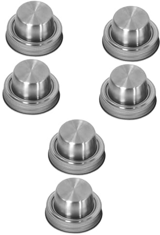 TOPBATHY 6pcs Reusable Stainless Steel Mason Jar Shaker Lid for Cocktail Shaker Lids and Mason Jars Covers for Pickling