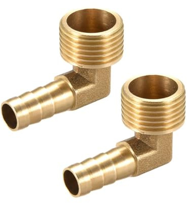 TA-VIGOR 2 st mässingshullingslang, 90 graders armbåge 10 mm taggade till G1/2 hane röradapterkontakt