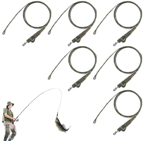Noaxylic 6 st fisketillbehör, 64 cm 45 kg Chod Rig för svängbar tillbehör, ledande karpsklämmor, förutrustad anti-hake Chod Rigs, för långa kastar och örtbotten eller silty