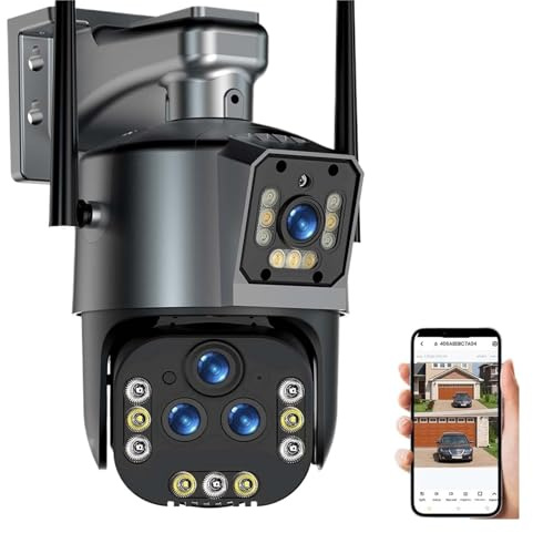 Telecamera IP 16MP 8K Zoom 20X Telecamera di sicurezza wireless esterna 4K Telecamera PTZ a quattro lenti Smart Home CCTV Telecamere di sorveglianza Per cortile, garage, negozio(4K Camera No Card)