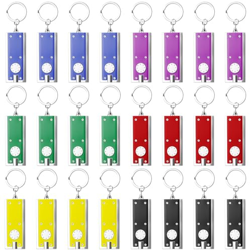 Juego de 24 mini llaveros con linterna, mini linternas, linternas portátiles pequeñas para regalos de fiesta, ideales para cumpleaños infantiles, emergencias, camping y actividades al aire libre