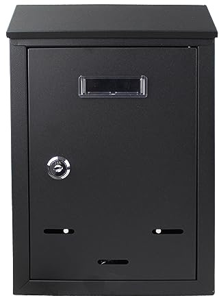 Buzón de Pared Correo con Tapa Antilluvia, Buzón de Exterior de Metálico con Cerradura y Llaves, Buzón Impermeable de Gran Capacidad para Cartas, Fácil de Instalar.