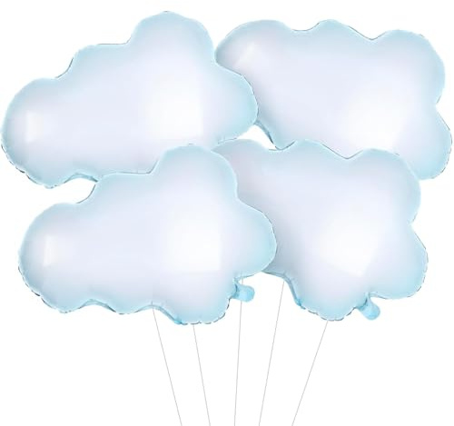 Gleemix 4 Stück Wolke Folienballon, Baby Ballon Wolken, Helium Ballon Babyparty, für Kindergeburtstag, Baby Shower Deko