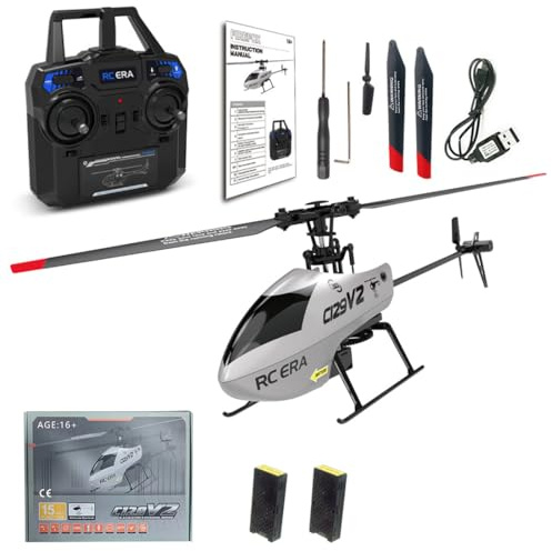 SpedUpX C129V2 2.4G RC Hubschrauber 4-Kanal Stunt Militärmodell, RTF Fernsteuerungs-Helikopter mit 6-Achsen-Gyroskop, Höhenhaltung und Optical-Flow-Stabilisierung(2 Batterien)