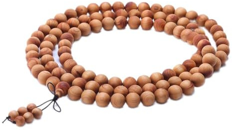 Naturligt Arborvitae träarmband 108 pärlor, buddhism håller rosenkranspärlor Halsband för bemeditation, 12 mm
