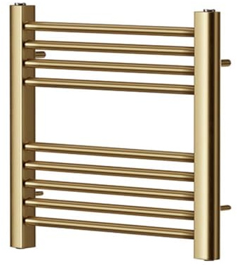 Greened House Brushed Brass Heated Towel Rail 500mm W x 600mm H | Flat, Central heating, Towel Radiator, Bathroom, Straight