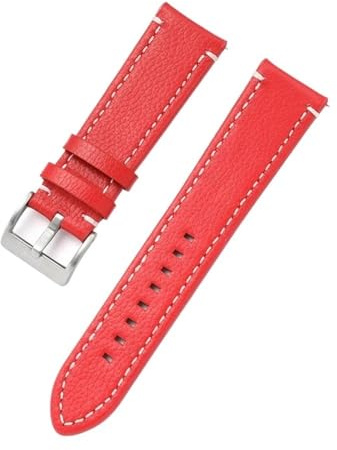 yangfangmei Dubbelsidigt läder 18 mm 20 22 24 klockband Quick Release Klockarmband Herr Dam Gul Röd Svart Klocktillbehör(Red,24mm)