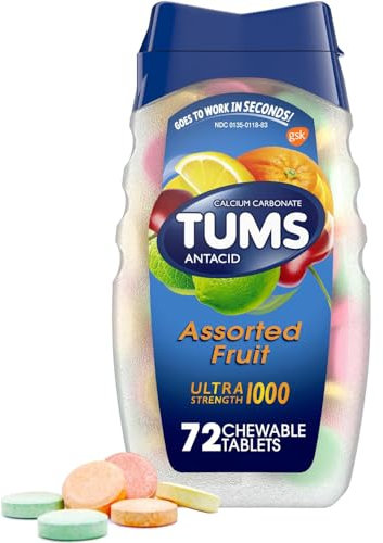 TUMS Ultra Maximum Strength Chewable Tablets, Assorted Fruit - 72
