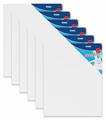 Stylex 28631-P6 – kilram 24 x 30 cm, med duk av 100% bomullstyg, grundad, häftad på baksidan, för olja, akryl och temperaturfärger, gouache – målning, 6 stycken