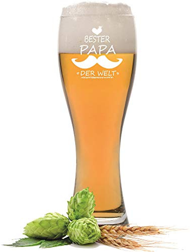 FORYOU24 Leonardo Weizenglas mit Gravur Motiv Bester Papa II- Geschenkidee Bierglas graviert Vatertag