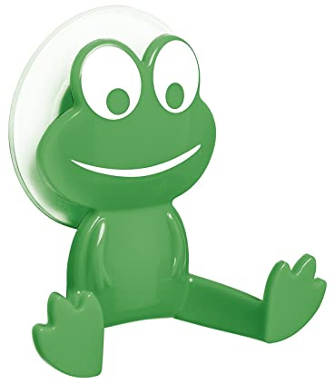 WENKO Crochet Ventouse Salle de Bain Grenouille Vert - Crochet Ventouse, Plastique (ABS), 9.5 x 9.5 x 4 cm, Vert 22743100