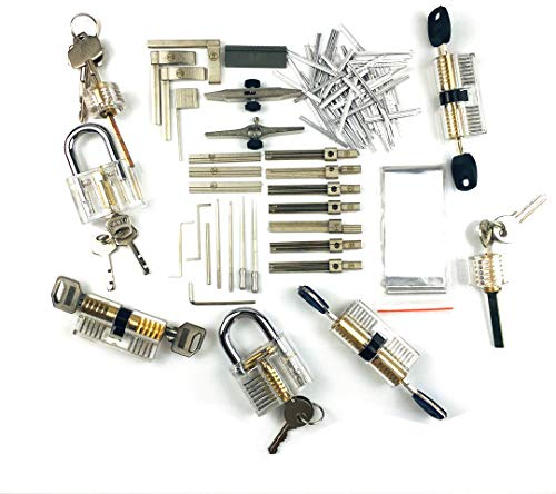 TPM Go Diebstahlsicherung, Schnellöffnungswerkzeug, professionelles Dietrich-Set mit 7 transparenten Übungsschlössern, Dietrich-Set für Schlosser